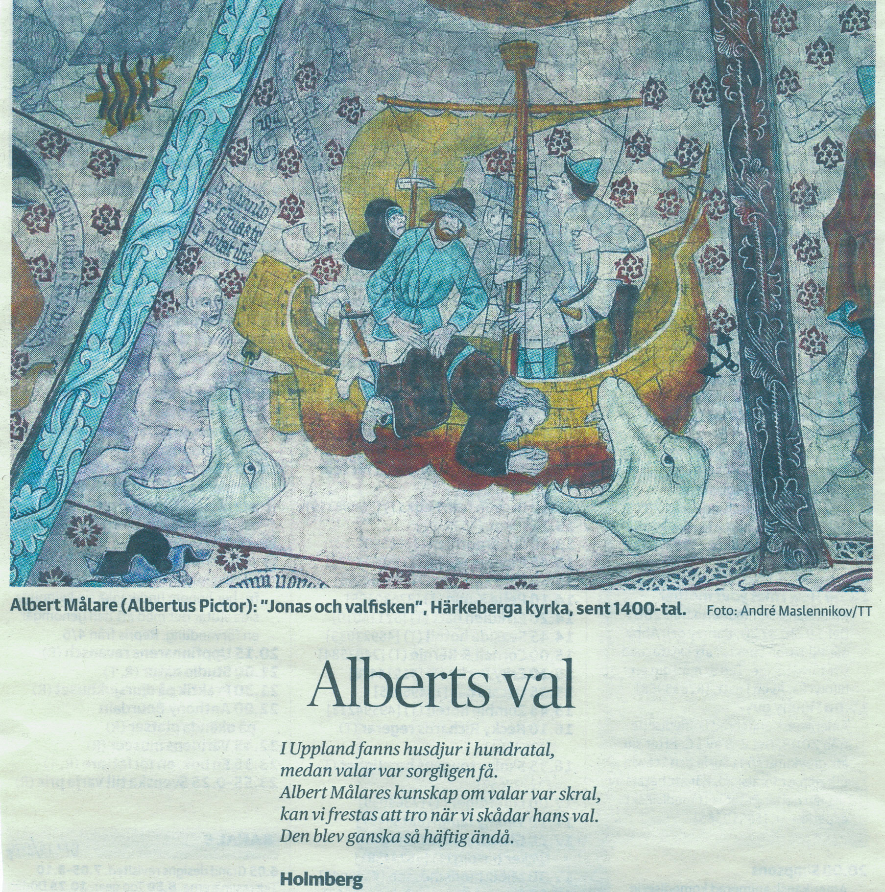 Albertus Pictors Livshjulet (Härkeberga kyrka, Uppland), frimärksblock med tre frimärken utgivna 26 mars 2009