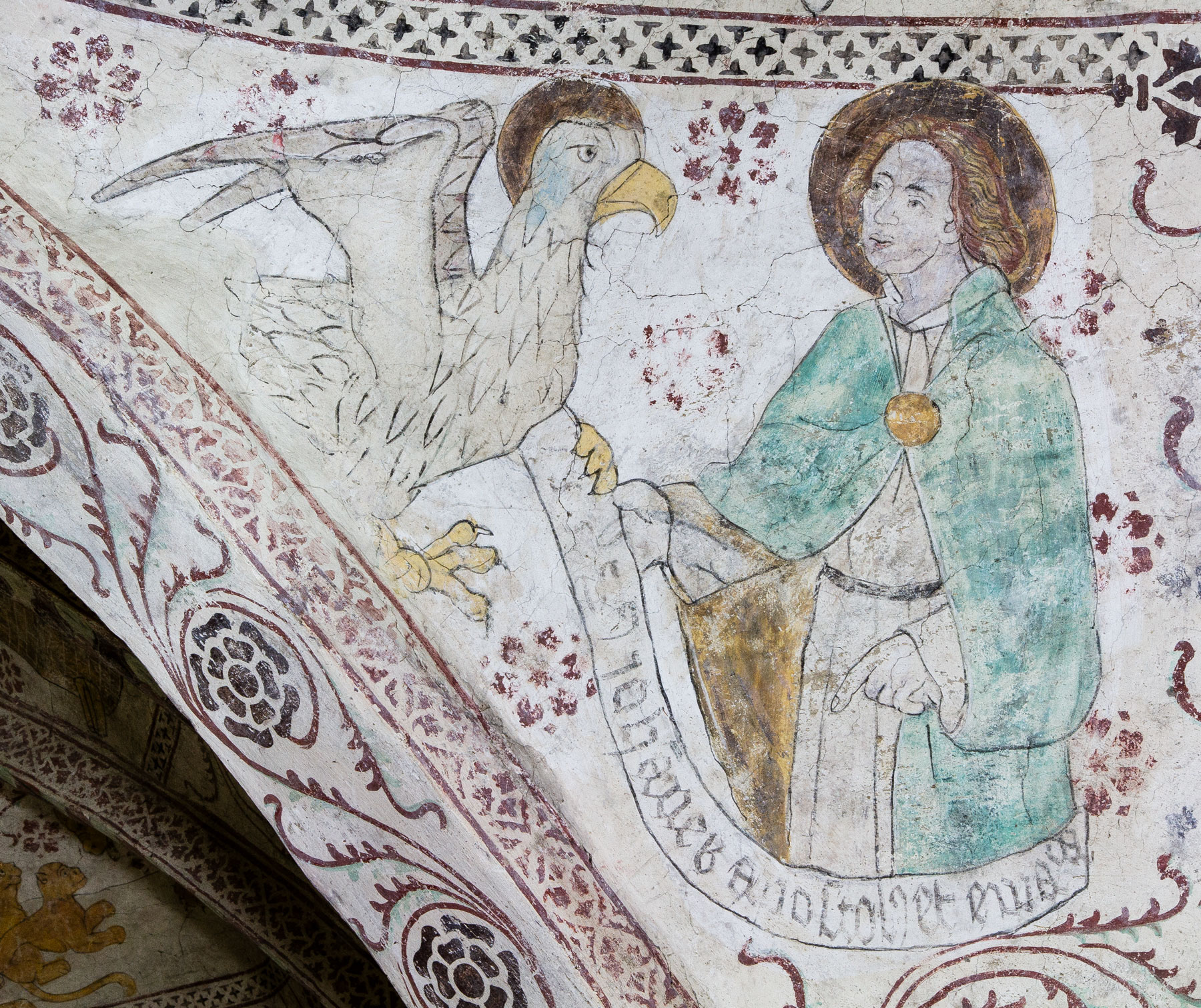 Evangelisten Johannes med sin symbol, örnen (S) - Almunge kyrka