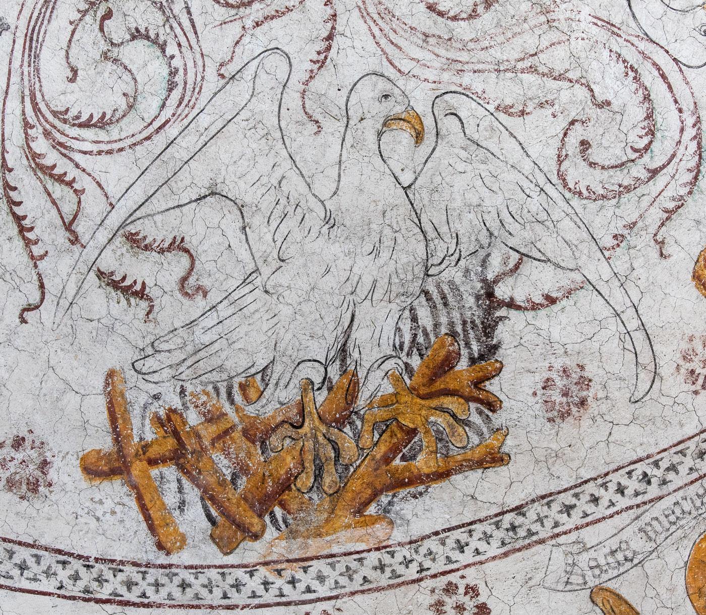 Fågel Fenix, symbol för Kristi död och uppståndelse - Almunge kyrka