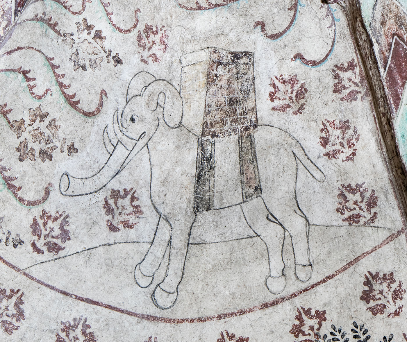 Elefant med torn på ryggen (N) - Almunge kyrka
