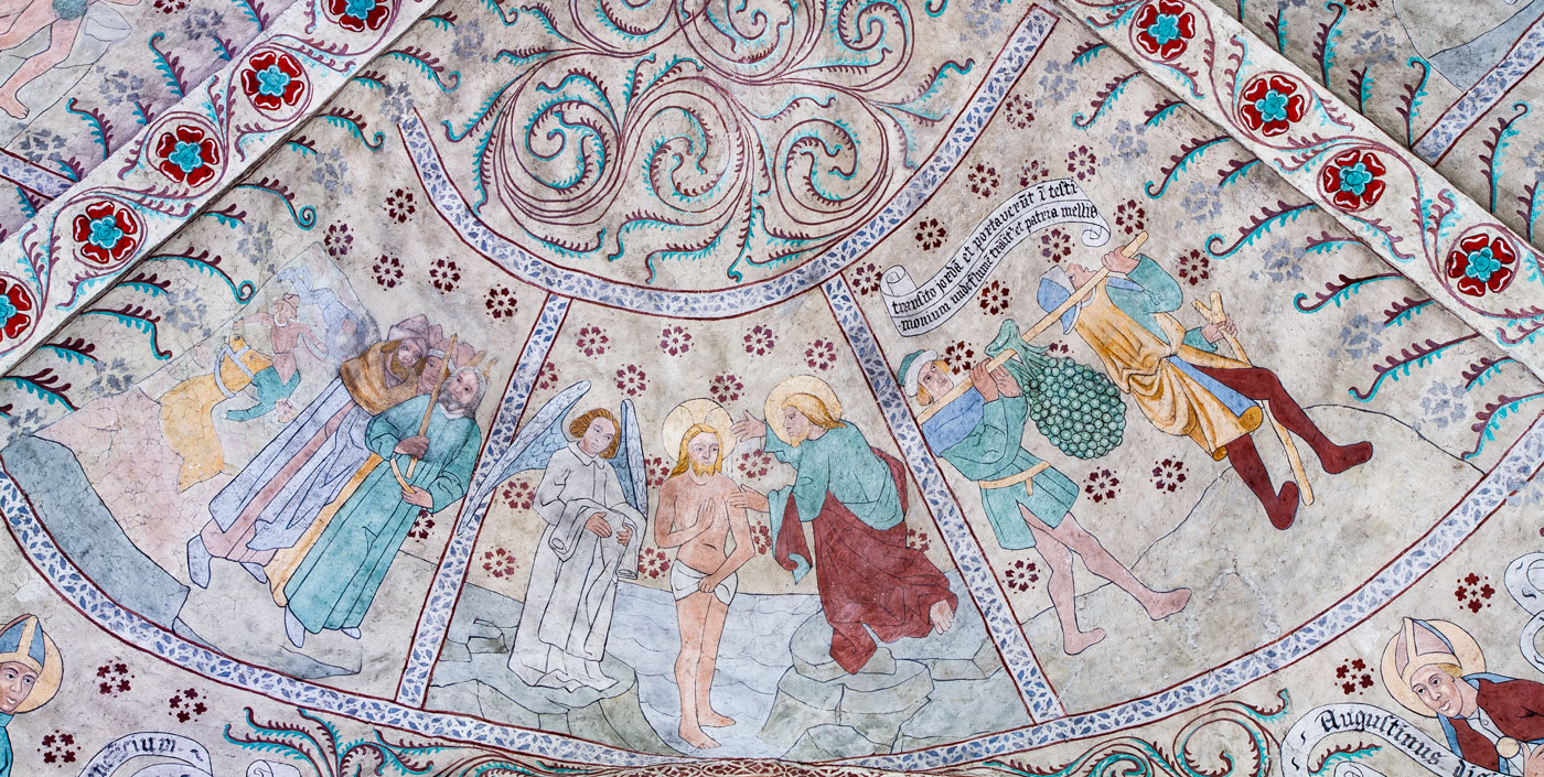 Israeliternas vandring genom Röda havet; Jesu dop; Spejarna med druvklasen - Danmarks kyrka