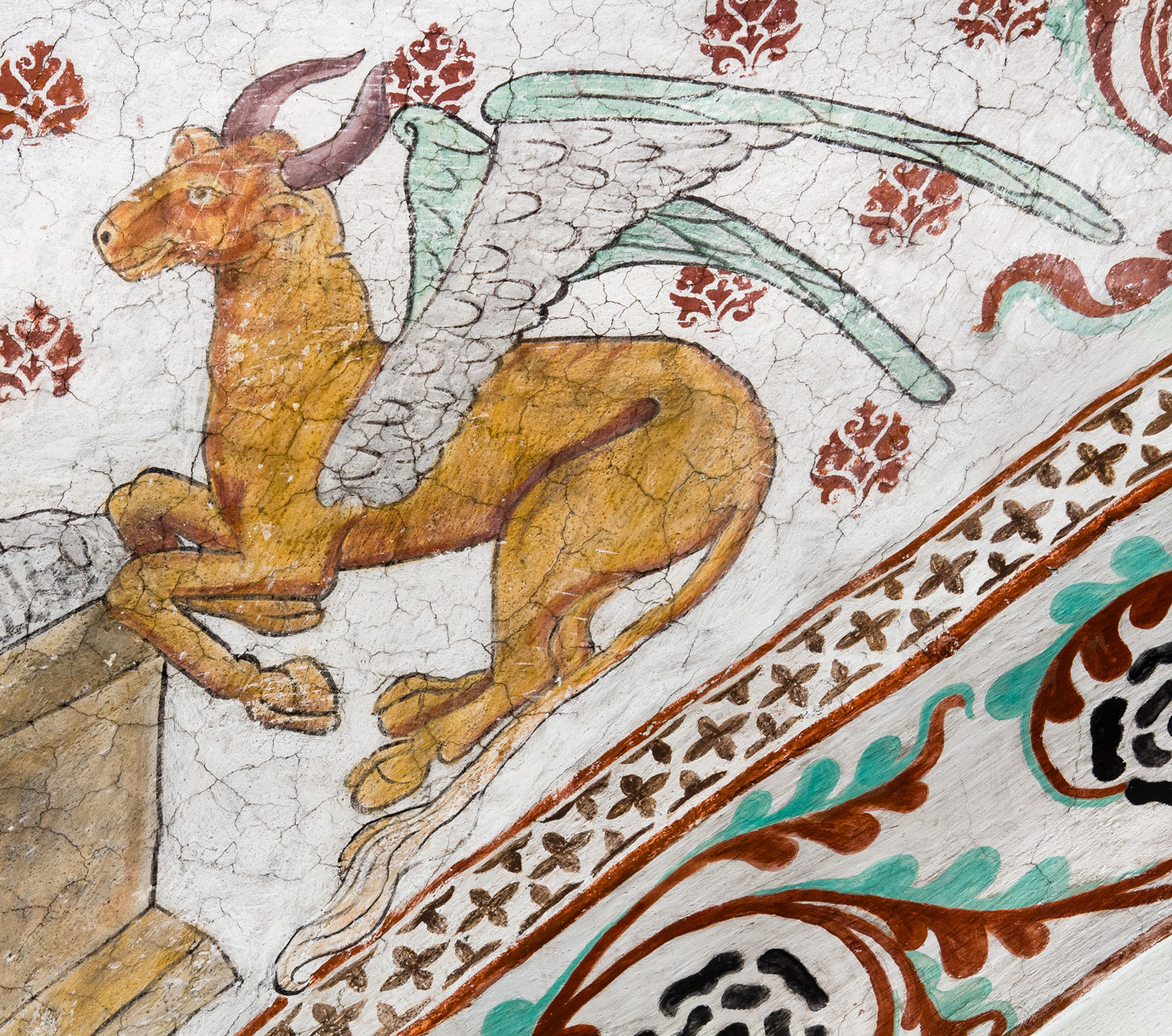 Detalj ur Evangelisten Lukas och hans symbol, oxen (V) - Dingtuna kyrka