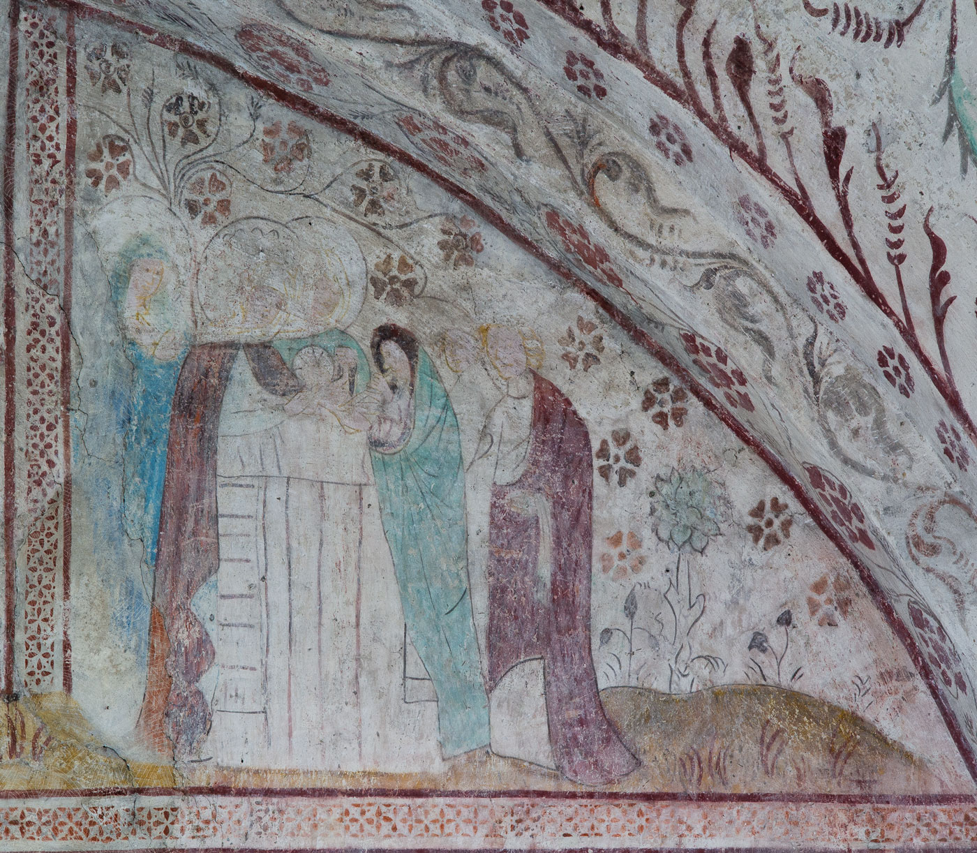Målning från 1400-talets mitt: Kristi omskärelse - Håbo-Tibble kyrka