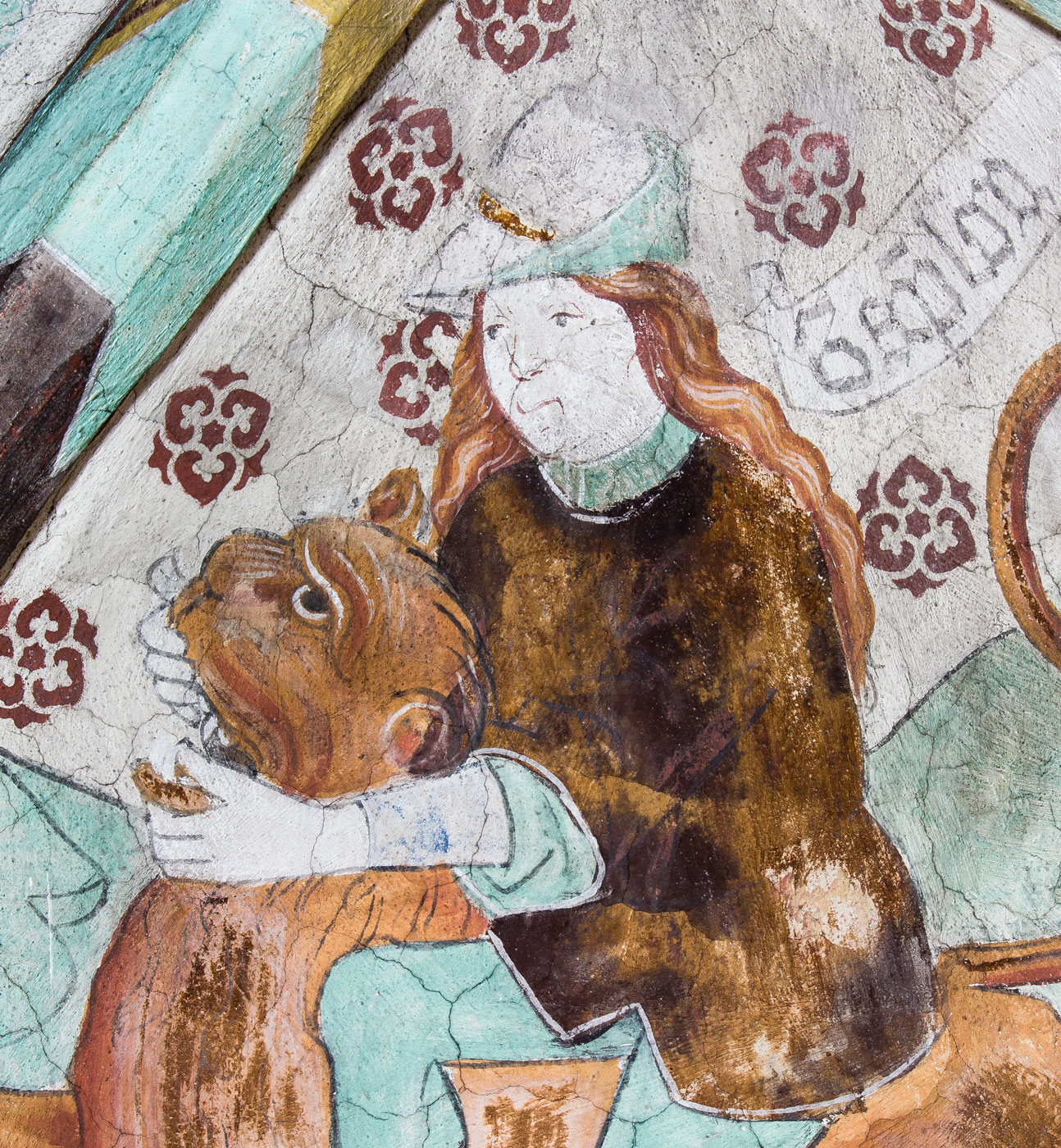 Detalj ur Simson bänder isär lejonens käftar - Härkeberga kyrka
