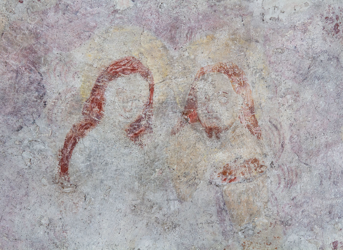 Detalj ur Maria och Kristus inom strålglans i himlen omgivna av änglar - Kalmars kyrka