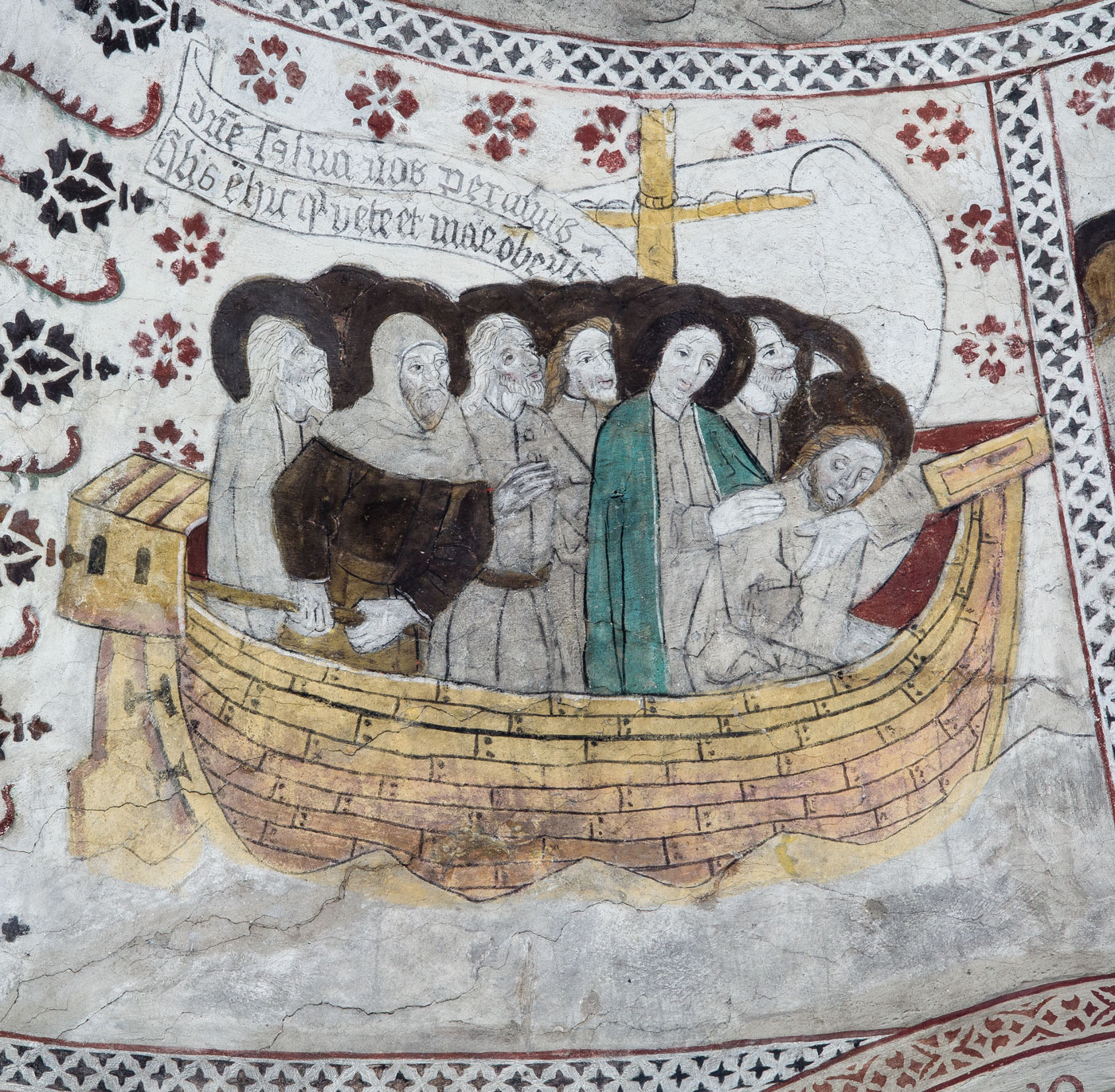 Jesus sover i skeppet under en storm - Odensala kyrka