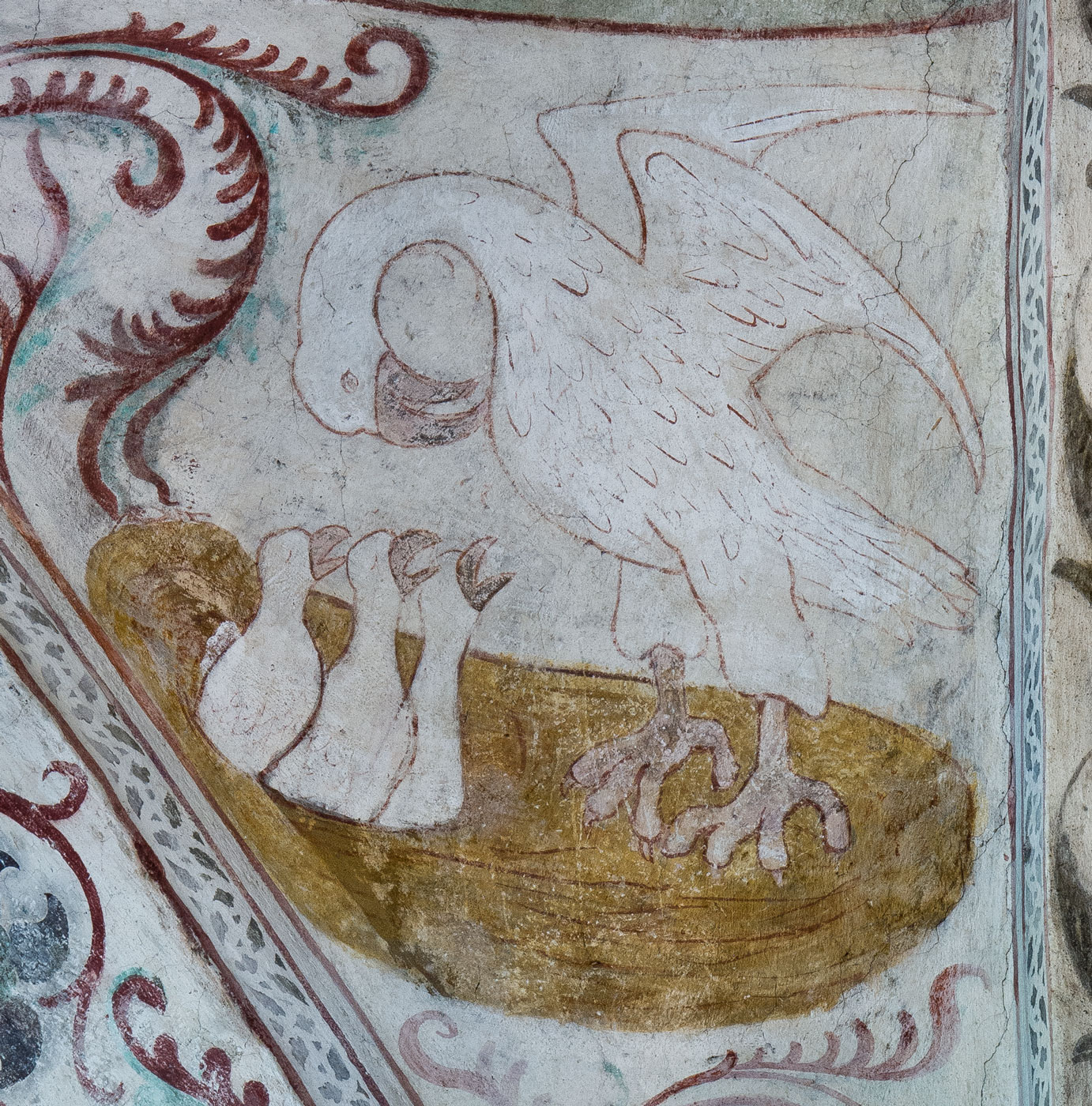 Pelikanen, som matar sina ungar med sitt eget blod - Vänge kyrka