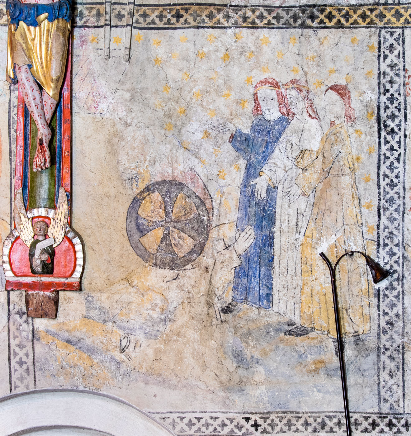 Abraham och de tre änglarna, som beskådar Isaks födelse, förebild till Kristi förklaring - Knutby kyrka