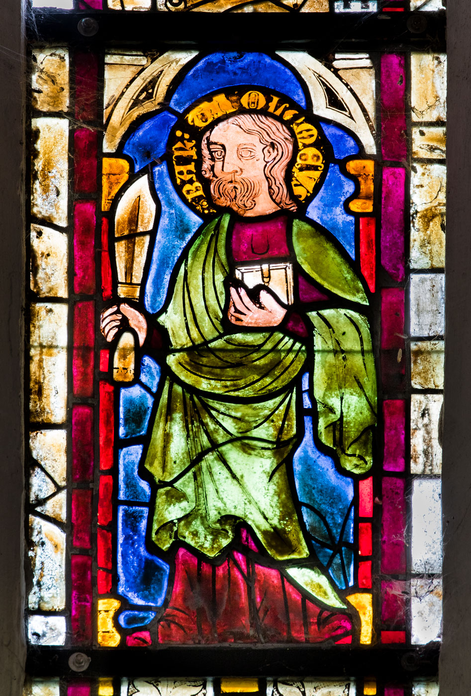 Glasmålning, aposteln Bartolomeus - Hörsne kyrka