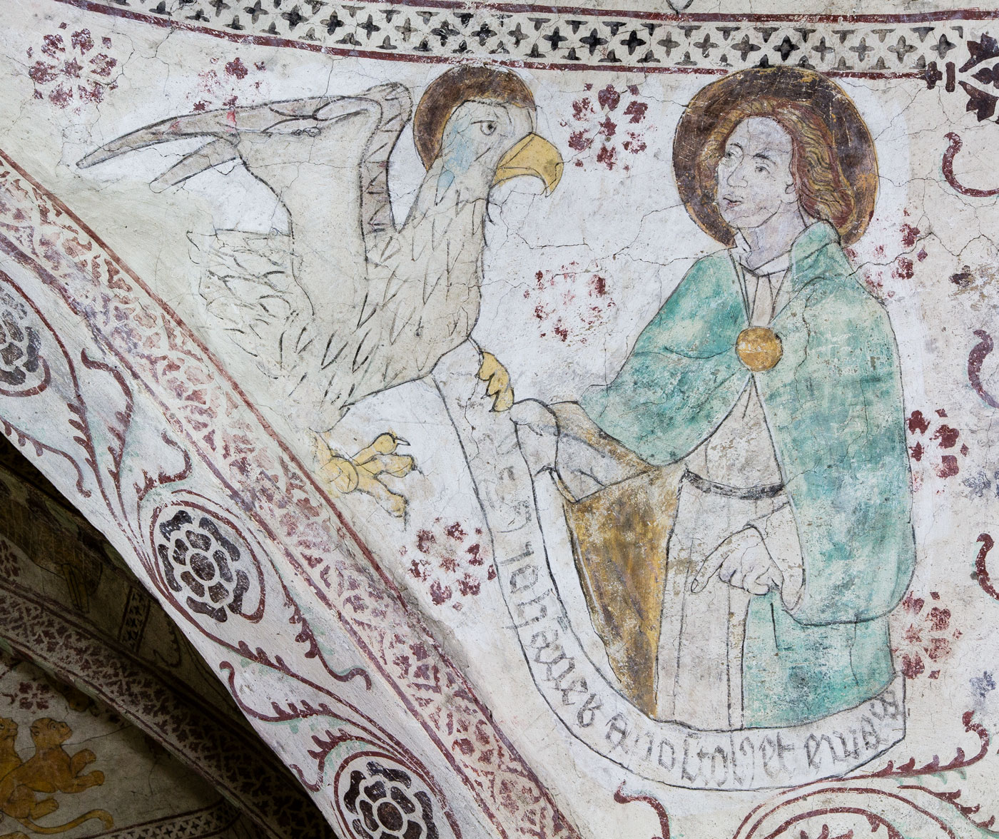 Evangelisten Johannes med sin symbol, örnen (S) - Almunge kyrka