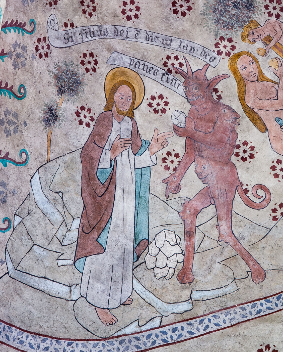 Jesus frestas av djävulen att göra stenar till bröd - Danmarks kyrka