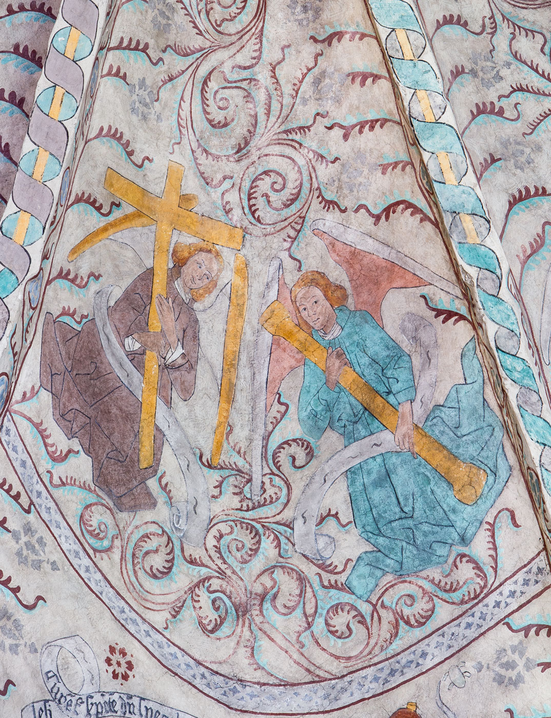 Två änglar med Kristi pinoredskap (N) - Danmarks kyrka