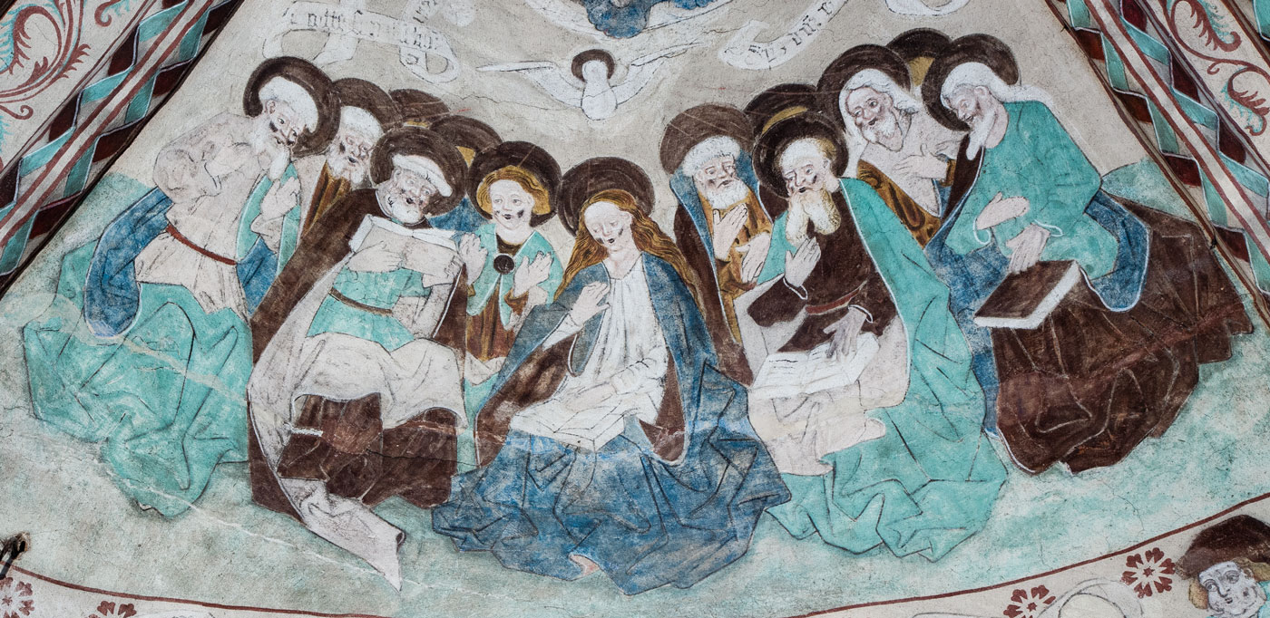 Detalj ur Pingstundret, dvs. den Helige Andes utgjutande över apostlarna - Floda kyrka