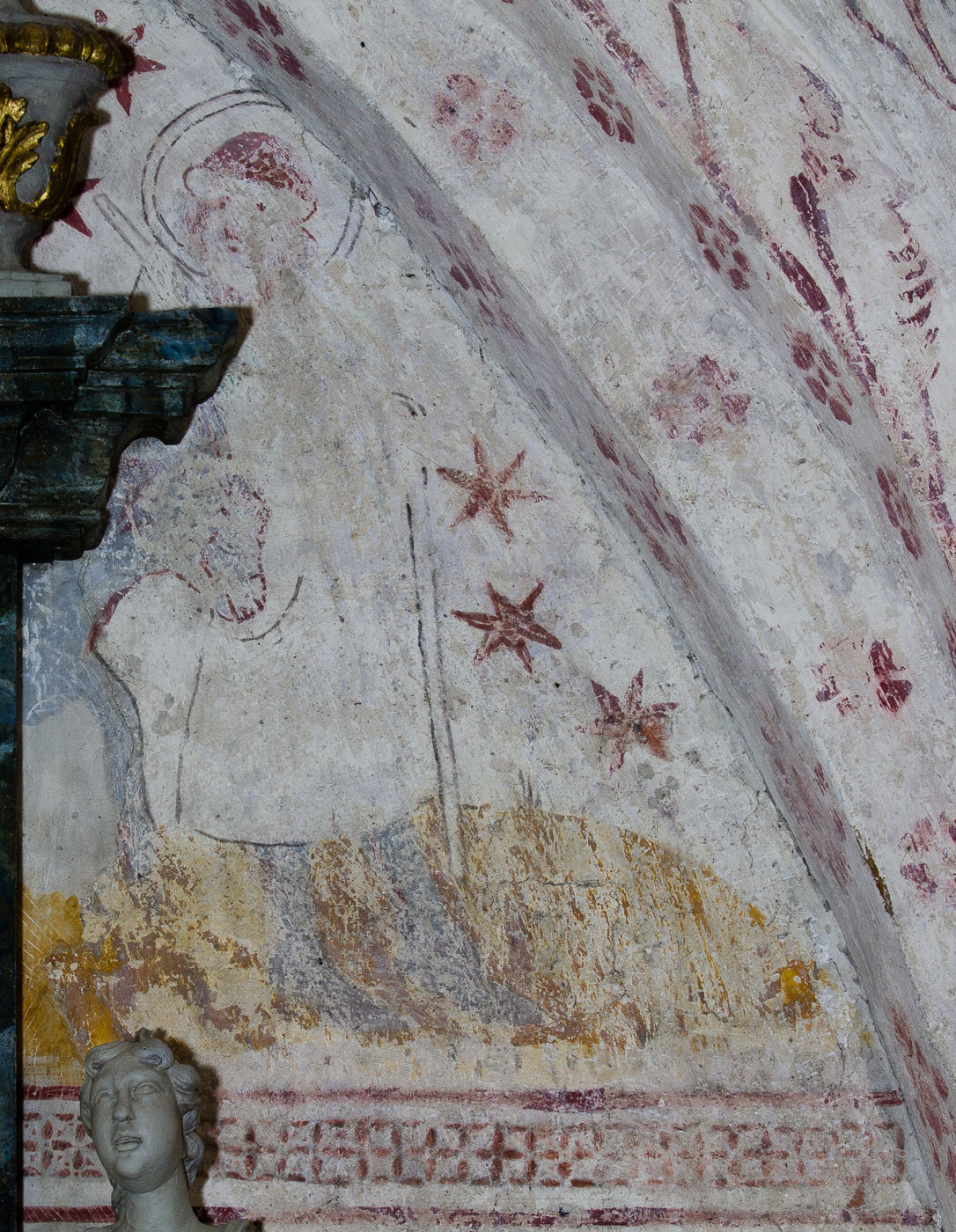 Målning från 1400-talets mitt: Flykten till Egypten (fragment) - Håbo-Tibble kyrka