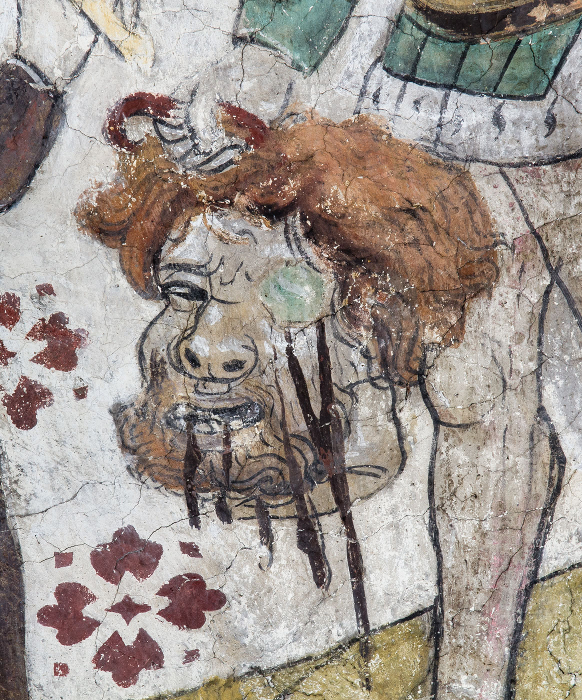 Detalj ur David återvänder i triumf med Goljats huvud (V) - Odensala kyrka