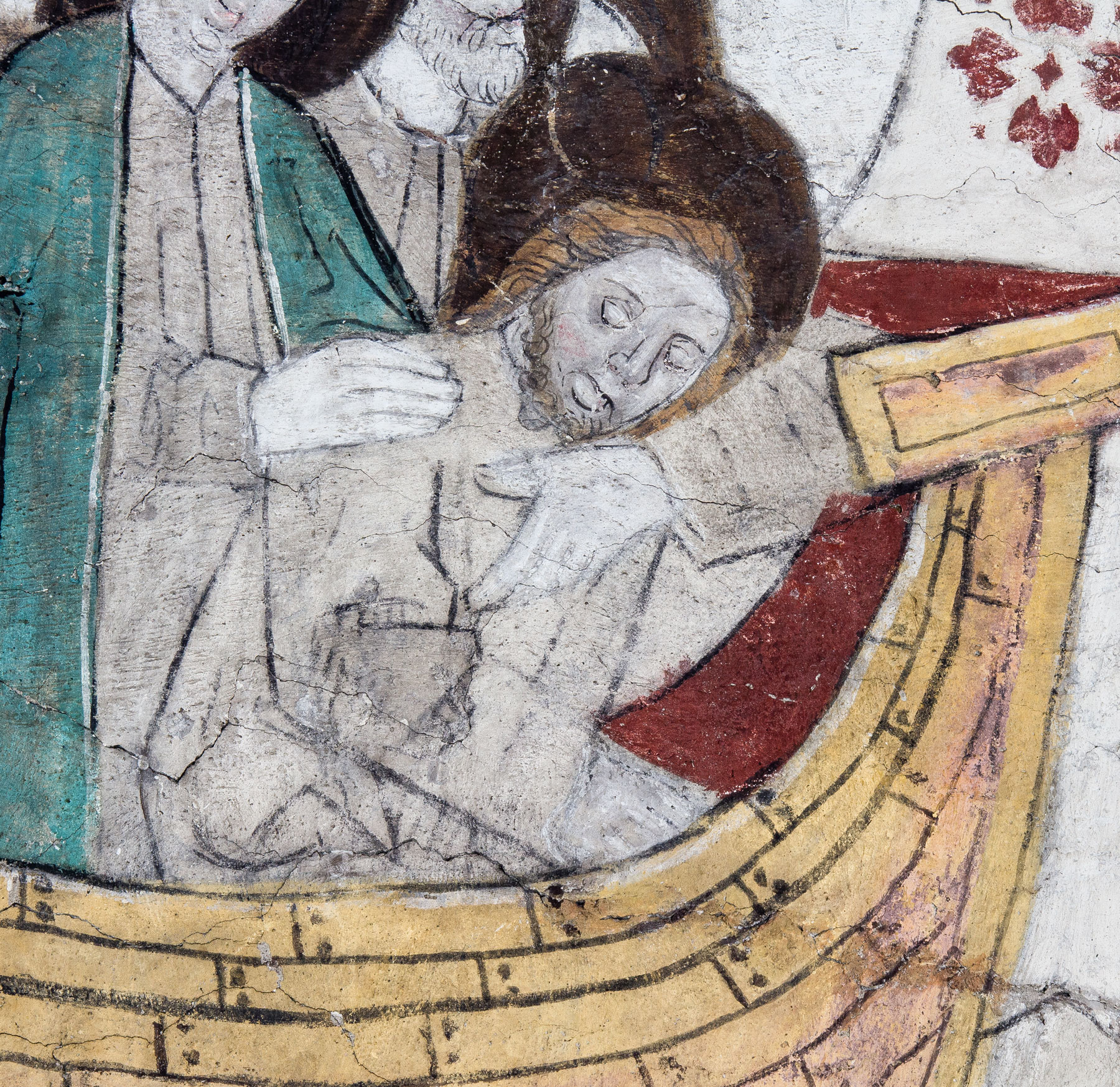 Detalj ur Jesus sover i skeppet under en storm (V) - Odensala kyrka