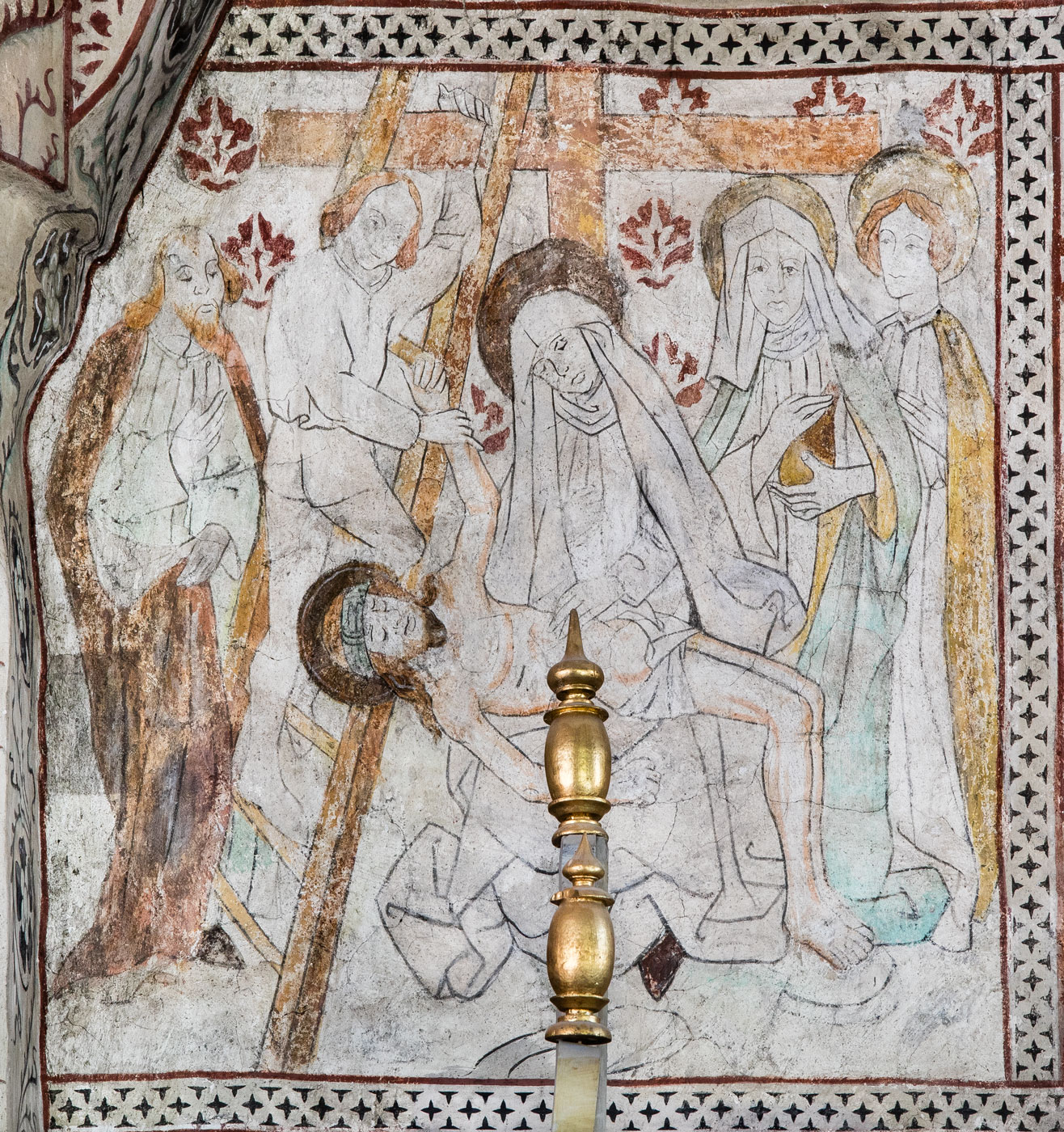 Nedtagandet från korset, Begråtandet av Kristus, och Pietà, den sörjande Maria med den döde Kristus i famnen - Odensala kyrka