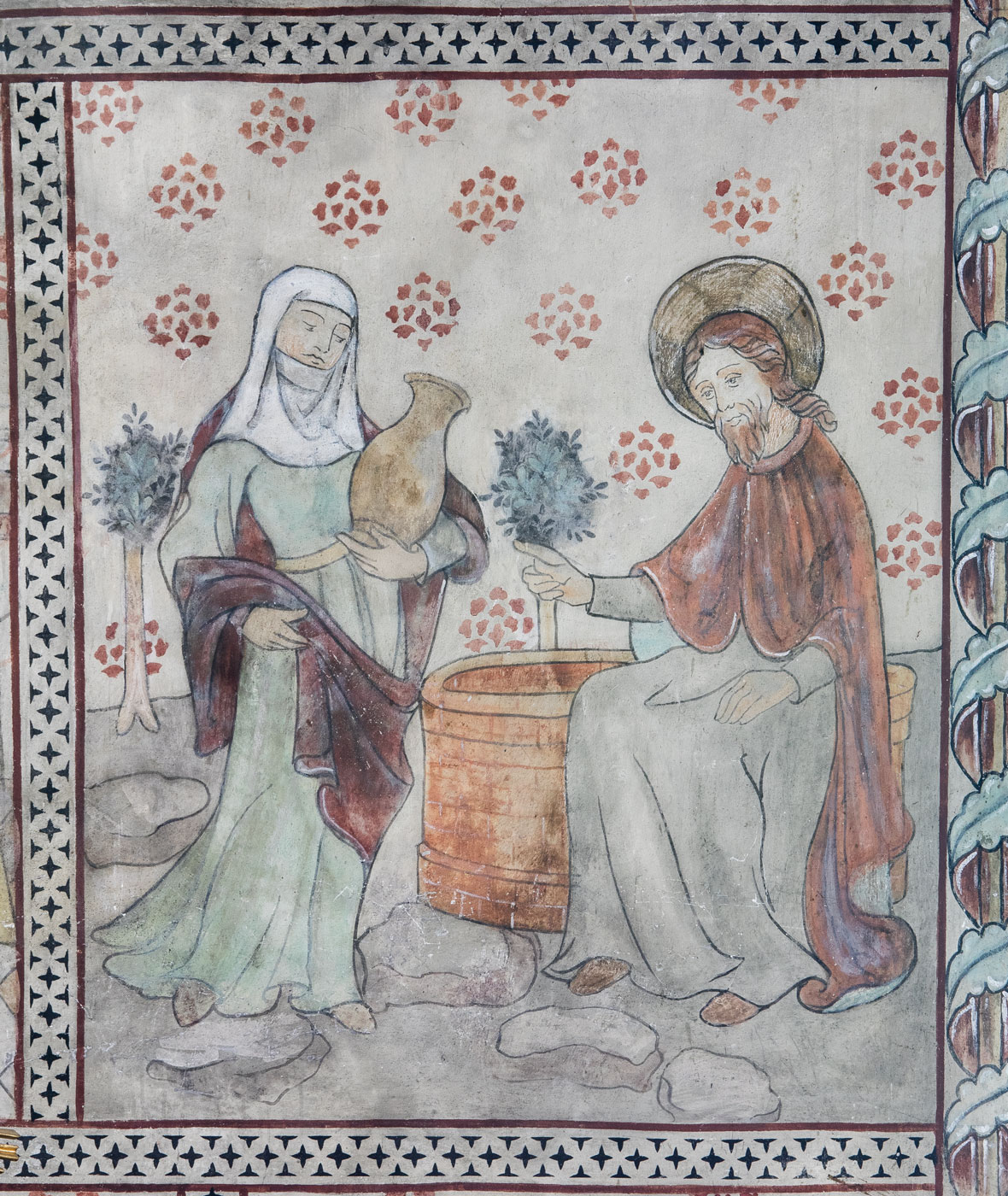Jesus och den samariska kvinnan (nymålad 1896) - Odensala kyrka