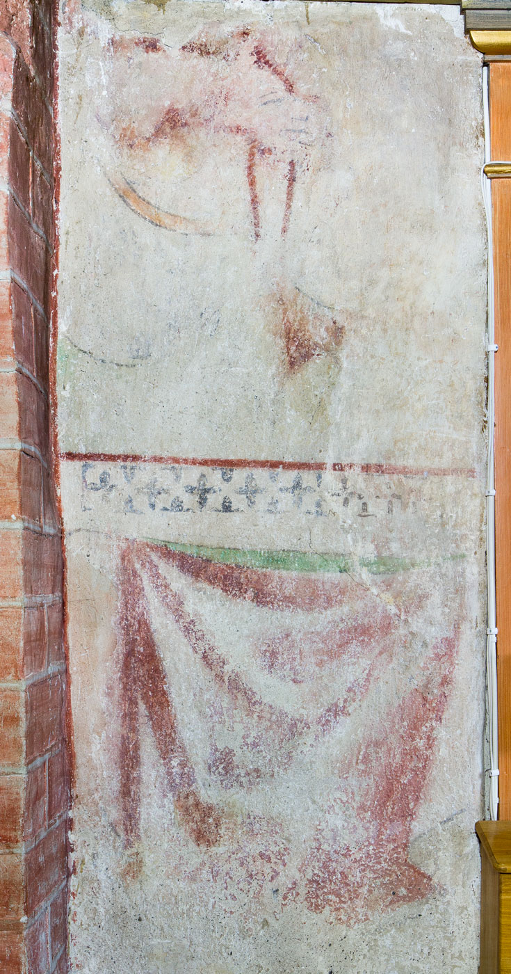 Fragment och målat draperi - Sollentuna kyrka