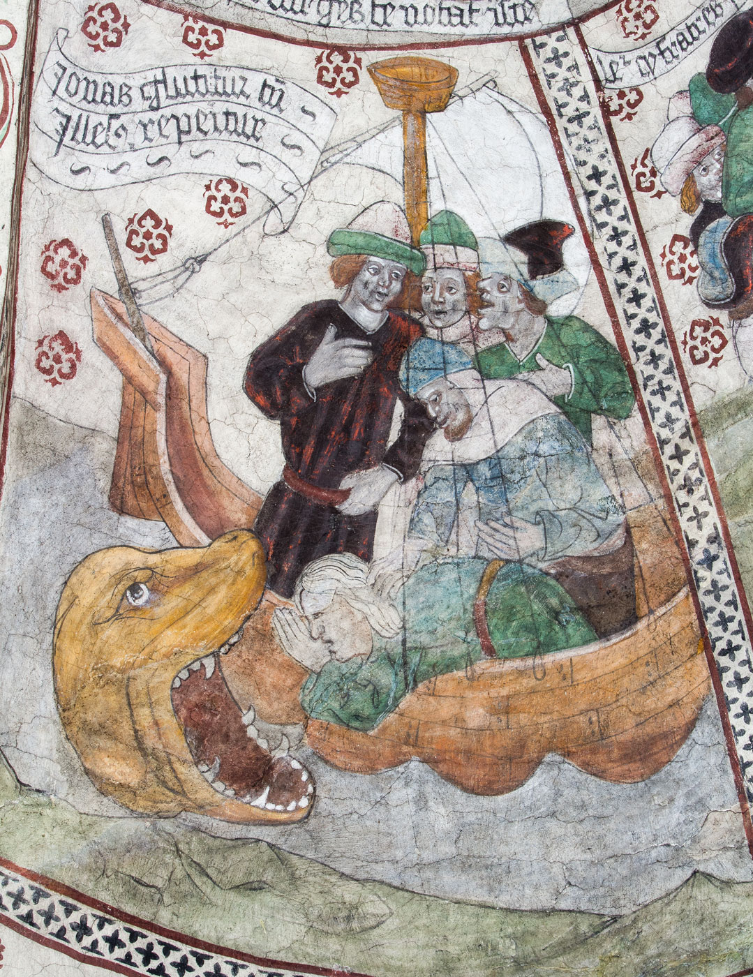 Jona kastas i havet för att uppslukas av valfisken - Täby kyrka