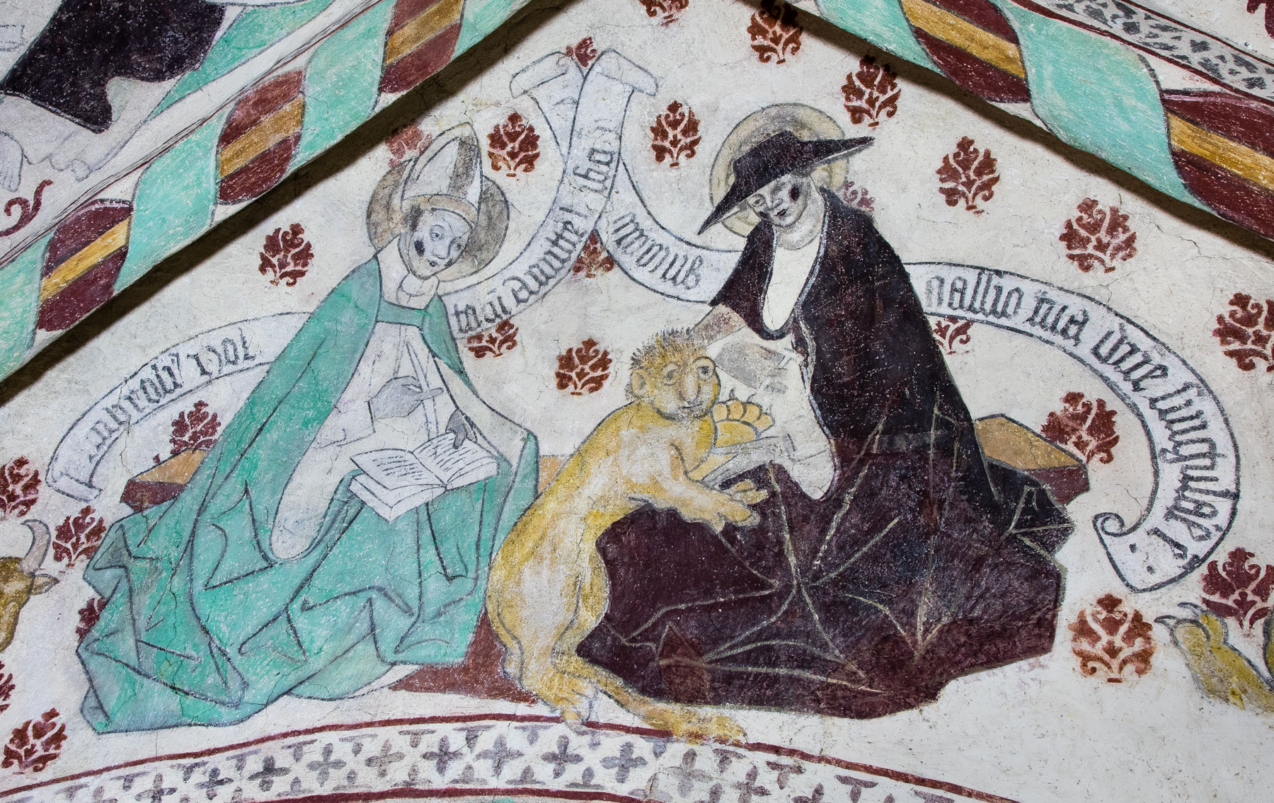 Ambrosius, biskop; Hieronymus, kardinal, med sin symbol lejonet - Yttergrans kyrka