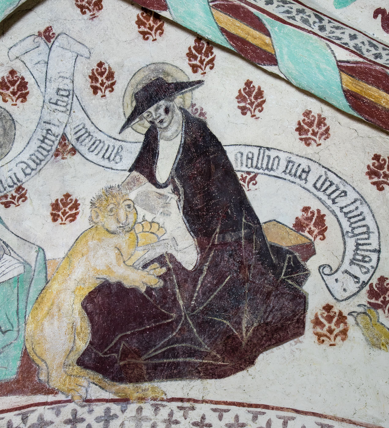 Hieronymus, kardinal, en av de fyra latinska kyrkofäderna med sin symbol lejonet - Yttergrans kyrka